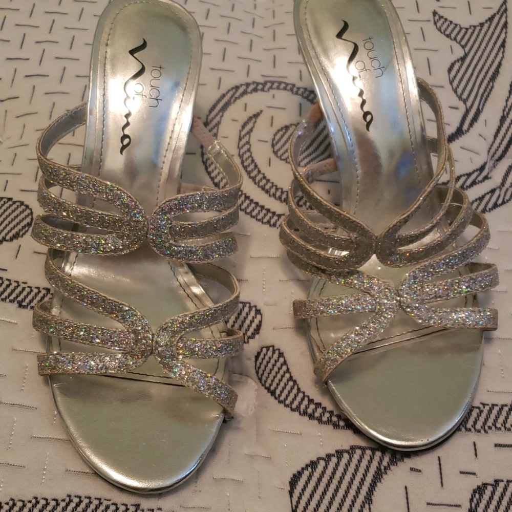 Silver prom shoes